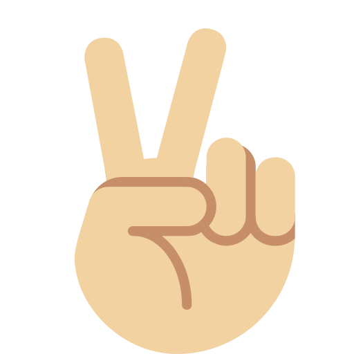 Victory Hand: Medium-Light Skin Tone as drawn by Twitter / X in Twemoji 2.1