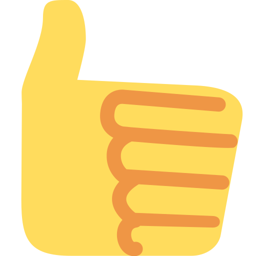 Thumbs up as drawn by Twitter / X in Twemoji 2.2.1