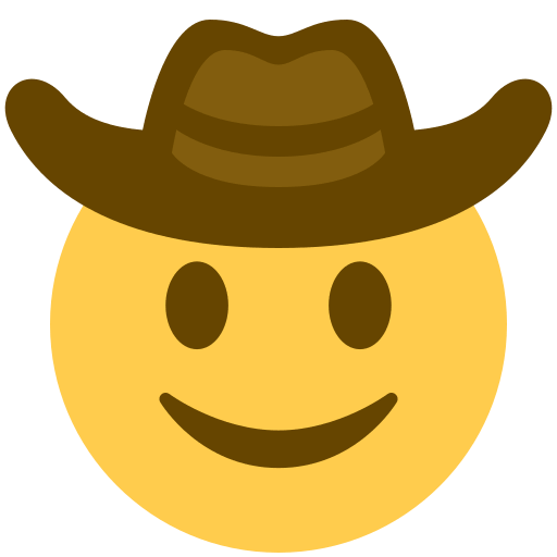 Cowboy Hat Face as drawn by Twitter / X in Twemoji 2.2.1