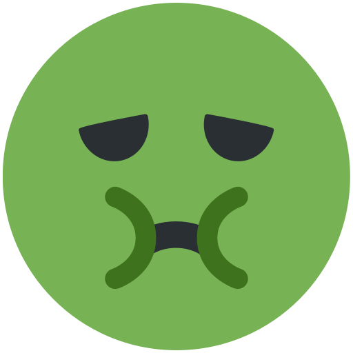 Nauseated Face as drawn by Twitter / X in Twemoji 2.2.1