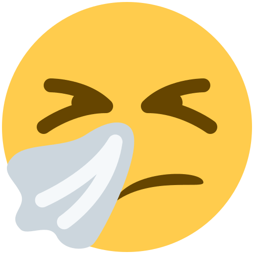 Sneezing Face as drawn by Twitter / X in Twemoji 2.2.1