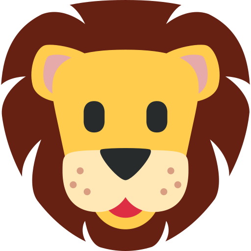 Lion as drawn by Twitter / X in Twemoji 2.2.1