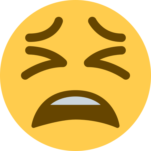 Tired Face as drawn by Twitter / X in Twemoji 2.2.2