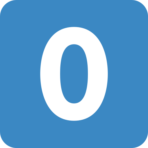 Keycap: 0 as drawn by Twitter / X in Twemoji 2.2.2