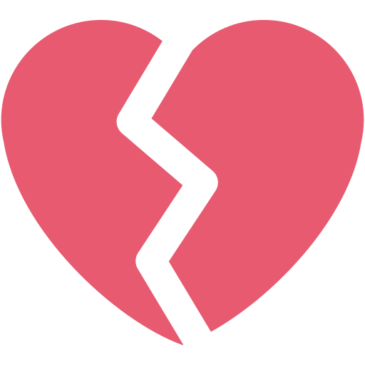 Broken Heart as drawn by Twitter / X in Twemoji 2.2
