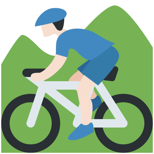 Person Mountain Biking: Light Skin Tone, the design in this release