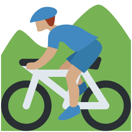 Person Mountain Biking: Medium Skin Tone, the design in this release