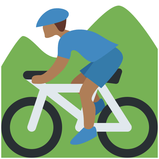 Person Mountain Biking: Medium-Dark Skin Tone, the design in this release