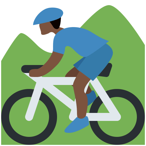 Person Mountain Biking: Dark Skin Tone, the design in this release