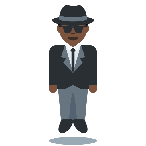 Person in Suit Levitating: Dark Skin Tone, the design in this release