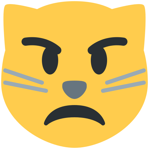 뾰로통한 고양이 얼굴 as drawn by Twitter / X in Twemoji 2.3