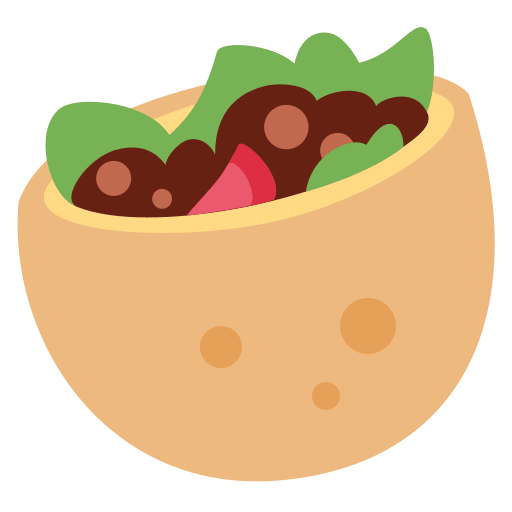 Stuffed Flatbread as drawn by Twitter / X in Twemoji 2.3
