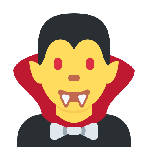Vampire as drawn by Twitter / X in Twemoji 2.3