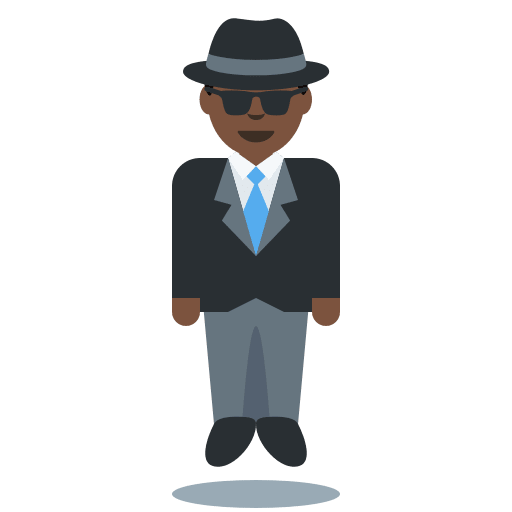 Person in Suit Levitating: Dark Skin Tone, the design in this release