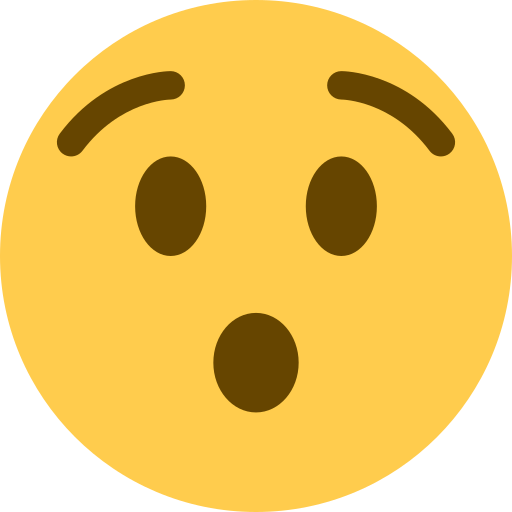 Hushed Face as drawn by Twitter / X in Twemoji 2.5