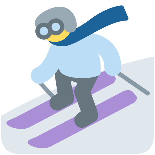Skier as drawn by Twitter / X in Twemoji 2.5