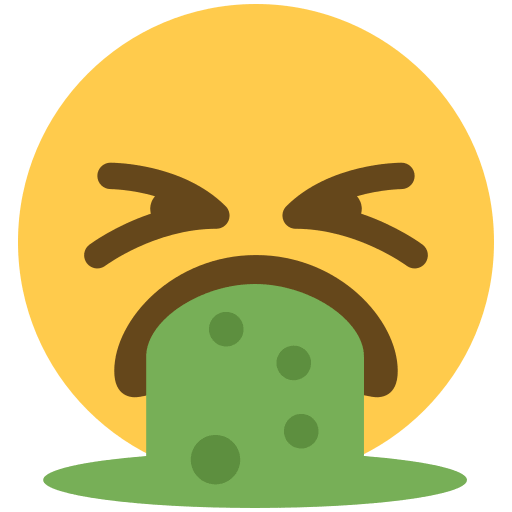 Face Vomiting as drawn by Twitter / X in Twemoji 2.6