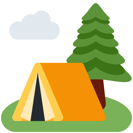 Camping as drawn by Twitter / X in Twemoji 2.7