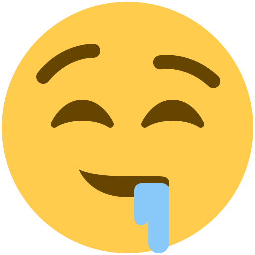 Drooling Face as drawn by Twitter / X in Twemoji 2.7