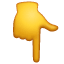 Backhand Index Pointing Down as drawn by WhatsApp in 2.17
