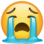 Loudly Crying Face as drawn by WhatsApp in 2.17
