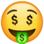 money-mouth face — WhatsApp