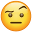 face with raised eyebrow — WhatsApp