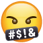 face with symbols on mouth — WhatsApp