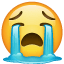 Loudly Crying Face as drawn by WhatsApp in 2.18.379