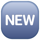 Wort „New“ in blauem Quadrat as rendered by WhatsApp