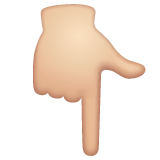 backhand index pointing down: light skin tone as rendered by WhatsApp