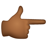 backhand index pointing right: medium-dark skin tone as rendered by WhatsApp