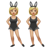 women with bunny ears: medium-light skin tone as rendered by WhatsApp