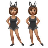 women with bunny ears: medium skin tone as rendered by WhatsApp
