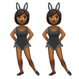 women with bunny ears: medium-dark skin tone as rendered by WhatsApp