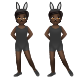 people with bunny ears: dark skin tone as rendered by WhatsApp