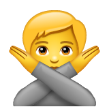 person gesturing NO as rendered by WhatsApp