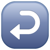 right arrow curving left as rendered by WhatsApp