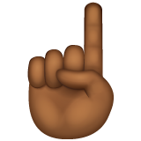 index pointing up: medium-dark skin tone as rendered by WhatsApp