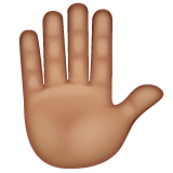 raised hand: medium skin tone as rendered by WhatsApp