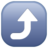 right arrow curving up as rendered by WhatsApp